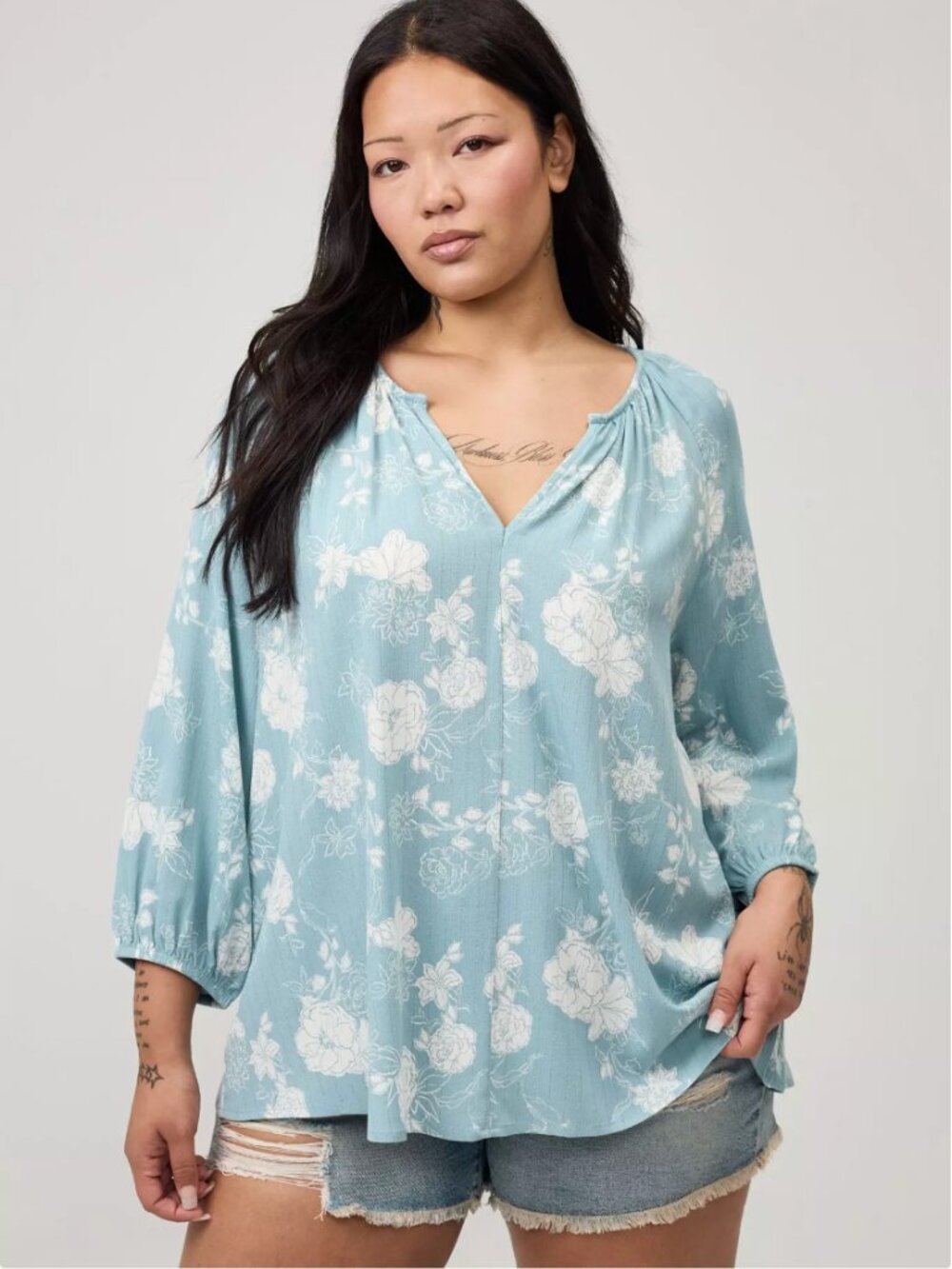 Torrid Patterned Peasant Blouse